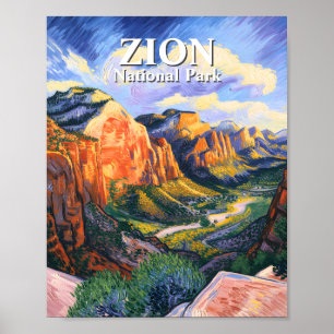 Van Gogh Style Zion National Park Angels Landing Poster