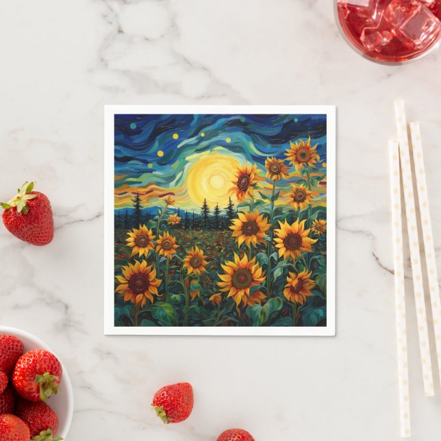 Van Gogh Sunflower Painting Napkin (Insitu)