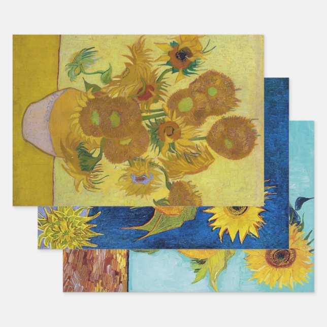 Van Gogh, Sunflower Wrapping Paper Sheet (Set)
