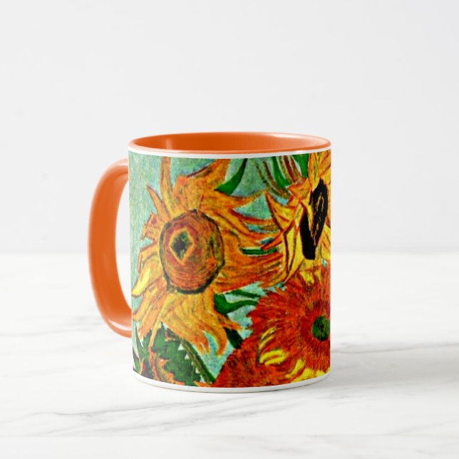 Van Gogh - Sunflowers 12 Two-Tone Coffee Mug (Front Left)