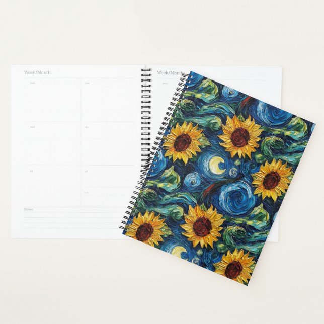 Van Gogh sunflowers and starry night Planner (Display)