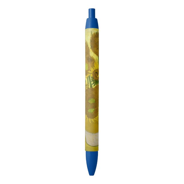 Van Gogh Sunflowers Black Ink Pen (Front Vertical)