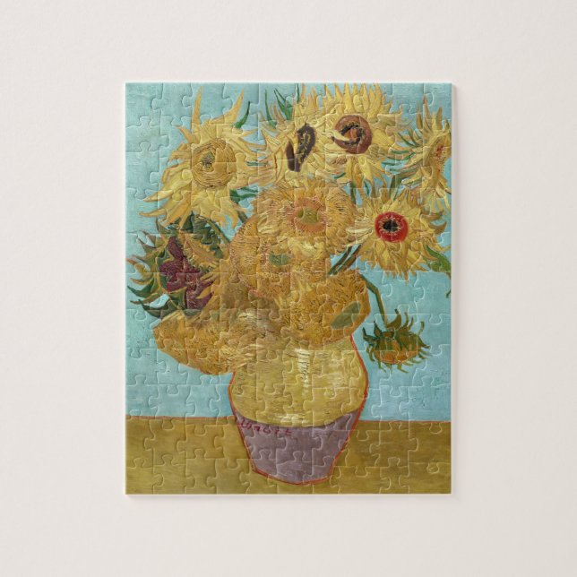 Van Gogh Sunflowers - Blue & Yellow Impressionism Jigsaw Puzzle (Vertical)