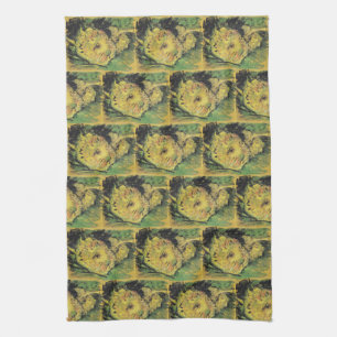 Van Gogh Sunflowers - Bright Yellow Floral Art Tea Towel