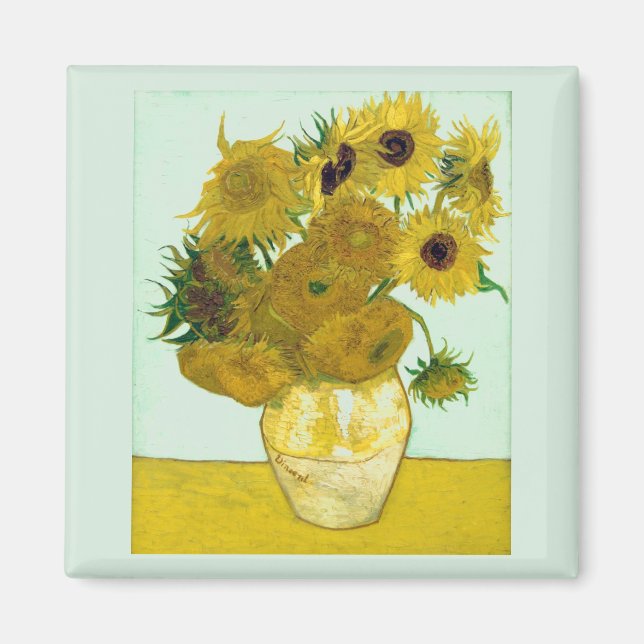 Van Gogh Sunflowers (F456) Vintage Fine Art Magnet (Front)