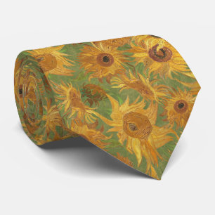 Van Gogh Sunflowers green yellow ochre goldenrod Tie