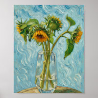 Van Gogh Sunflowers in a Glass Vase