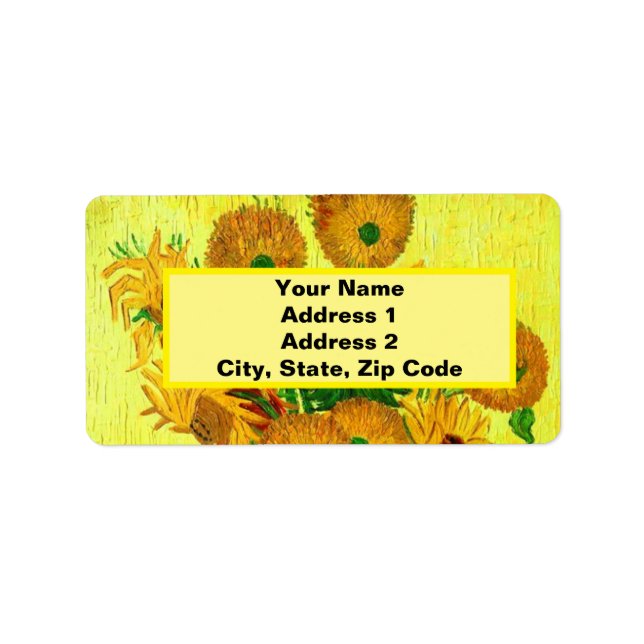 Van Gogh Sunflowers Label (Front)
