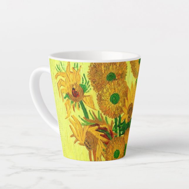 Van Gogh Sunflowers Latte Mug (Left Angle)