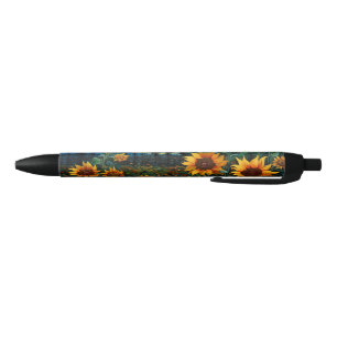 Van Gogh Sunflowers Painting Black Ink Pen