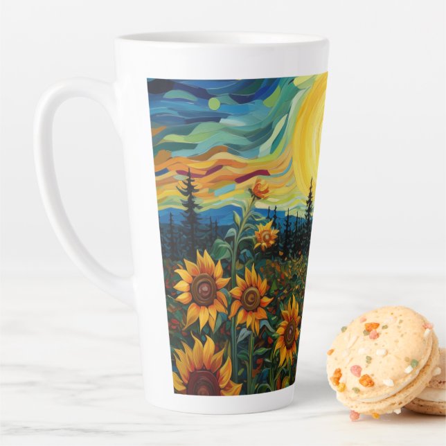  Van Gogh Sunflowers Painting Latte Mug (In Situ)