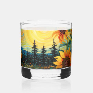 Van Gogh Sunflowers Painting Whiskey Glass