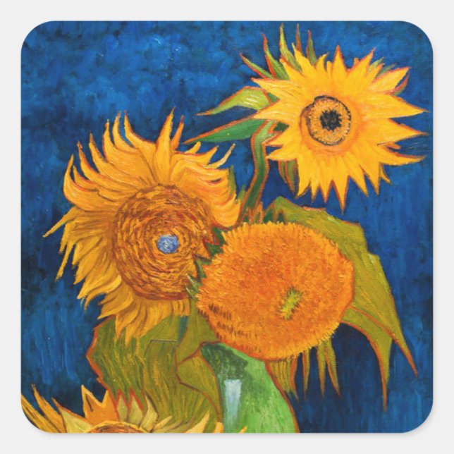 Van Gogh Sunflowers Square Sticker (Front)
