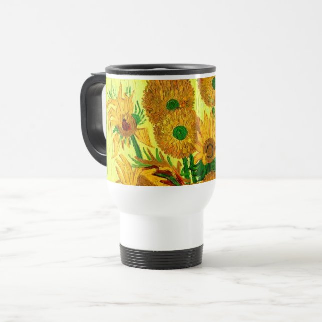 Van Gogh Sunflowers Travel Mug (Front Left)