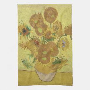 Van Gogh Sunflowers - Vibrant Yellow on Yellow Tea Towel