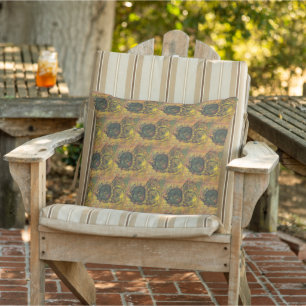 Van Gogh Sunflowers - Vintage Golden Floral Art Cushion