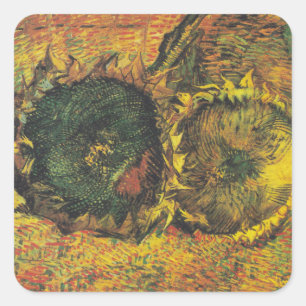 Van Gogh Sunflowers - Vintage Golden Floral Art Square Sticker