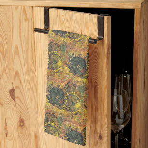 Van Gogh Sunflowers - Vintage Golden Floral Art Tea Towel