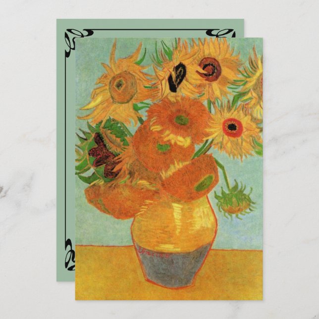 Van Gogh Sunflowers Wedding Invitation (Front/Back)