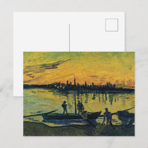 Van Gogh Sunset Arles - Vibrant Yellow River Postcard