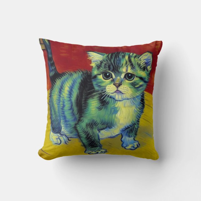 Van Gogh Tabby Cat Cushion (Front)