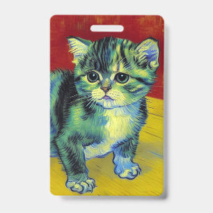 Van Gogh Tabby Cat ID Badge