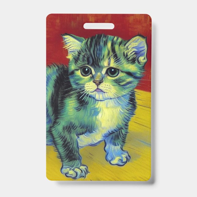 Van Gogh Tabby Cat ID Badge (Front)