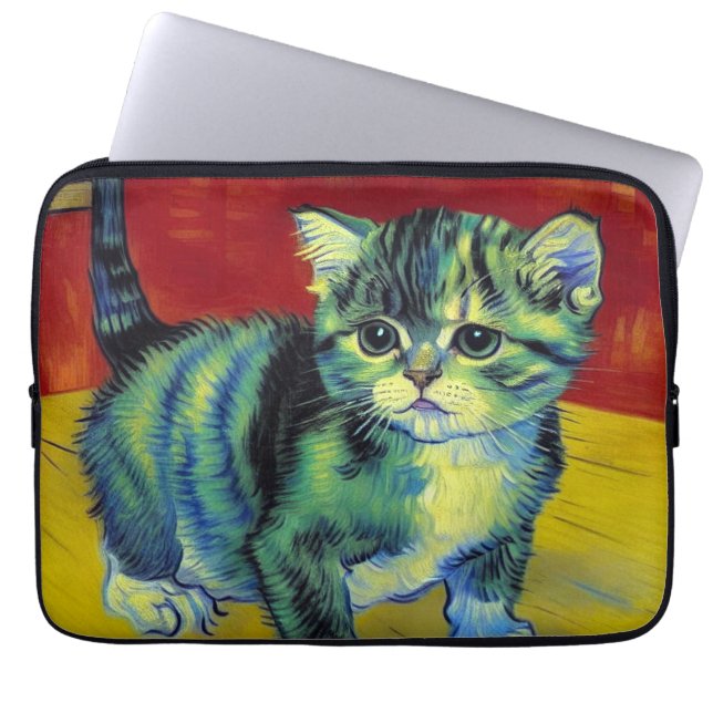 Van Gogh Tabby Cat Laptop Sleeve (Front)