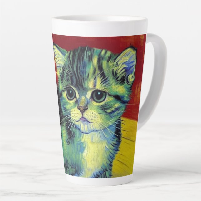Van Gogh Tabby Cat Latte Mug (Right Angle)