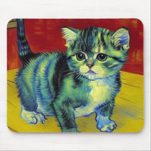 Van Gogh Tabby Cat Mouse Pad