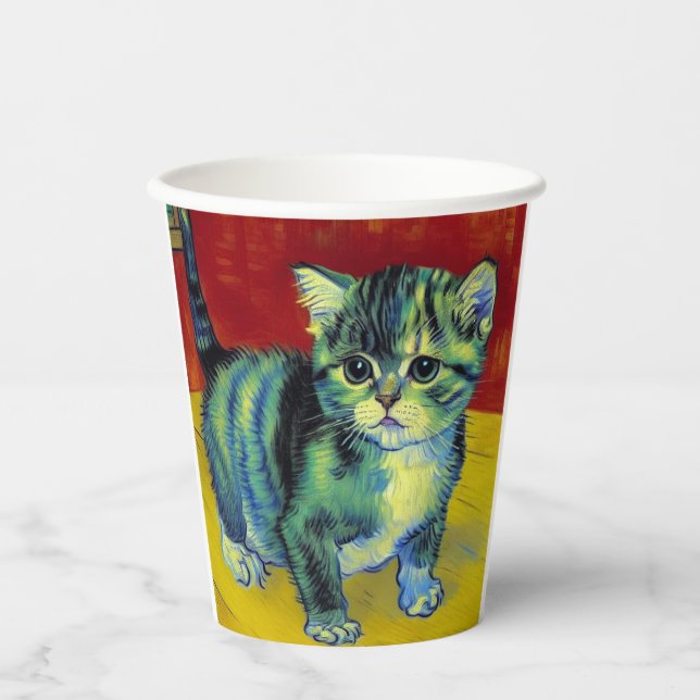 Van Gogh Tabby Cat Paper Cups (Front)