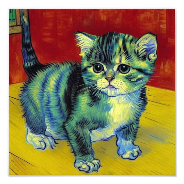 Van Gogh Tabby Cat Photo Print (Front)