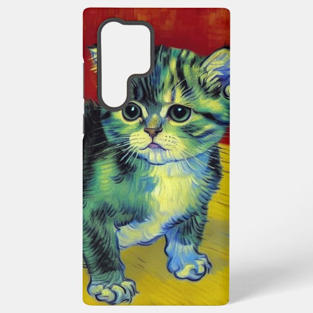 Van Gogh Tabby Cat Samsung Galaxy S22 Ultra Case (Back)