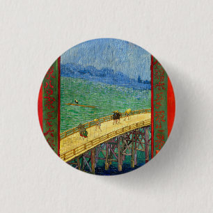 Van Gogh The Bridge in the Rain after Hiroshige 3 Cm Round Badge