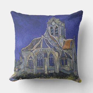 Van Gogh The Church at Auvers Blue Sky Art Cushion