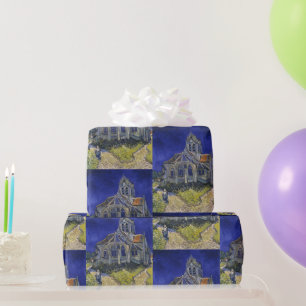 Van Gogh The Church at Auvers Blue Sky Art Wrapping Paper