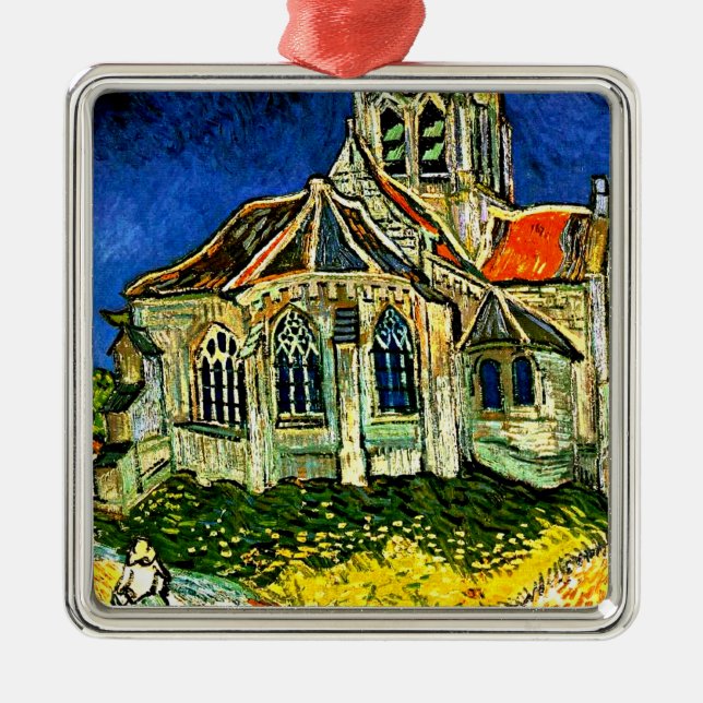 Van Gogh - The Church at Auvers, Metal Tree Decoration (Front)