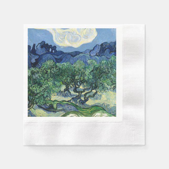 Van Gogh The Olive Trees Landscape Painting Napkin (Front)
