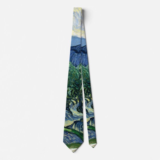Van Gogh The Olive Trees Landscape Painting Tie (Front)
