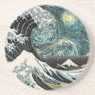Van Gogh The Starry Night - Hokusai The Great Wave Coaster
