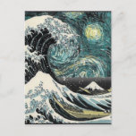 Van Gogh The Starry Night - Hokusai The Great Wave Postcard<br><div class="desc">Van Gogh's “The Starry Night” and Hokusai's “The Great Wave off Kanagawa”</div>
