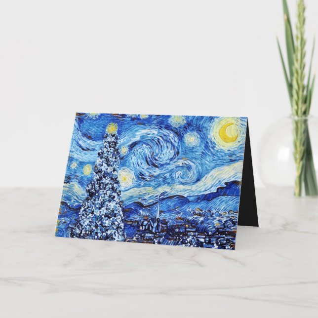 Van Gogh - The Starry Night - White Christmas Card (Front)