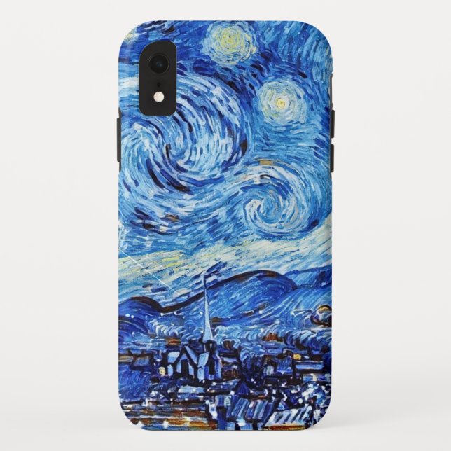 Van Gogh - The Starry Night - White Christmas Post Case-Mate iPhone Case (Back)