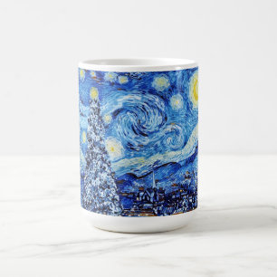 Van Gogh - The Starry Night - White Christmas Post Coffee Mug