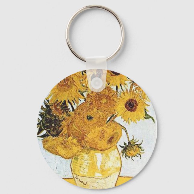 Van Gogh The Vase with 12 Sunflowers Keychain (Front)