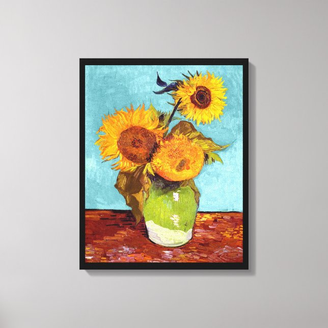 Van Gogh - Three Sunflowers In A Vase - Fine Art Canvas Print (Front)