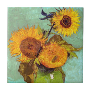 Van Gogh - Three Sunflowers In A Vase - Fine Art Tile