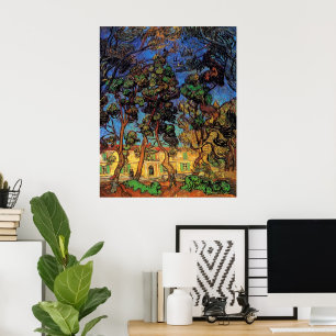 Van Gogh Trees in the Garden, Saint Paul Hospital Poster