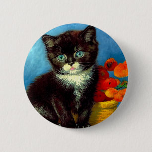 Van Gogh Tuxedo Cat  6 Cm Round Badge