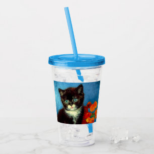 Van Gogh Tuxedo Cat  Acrylic Tumbler